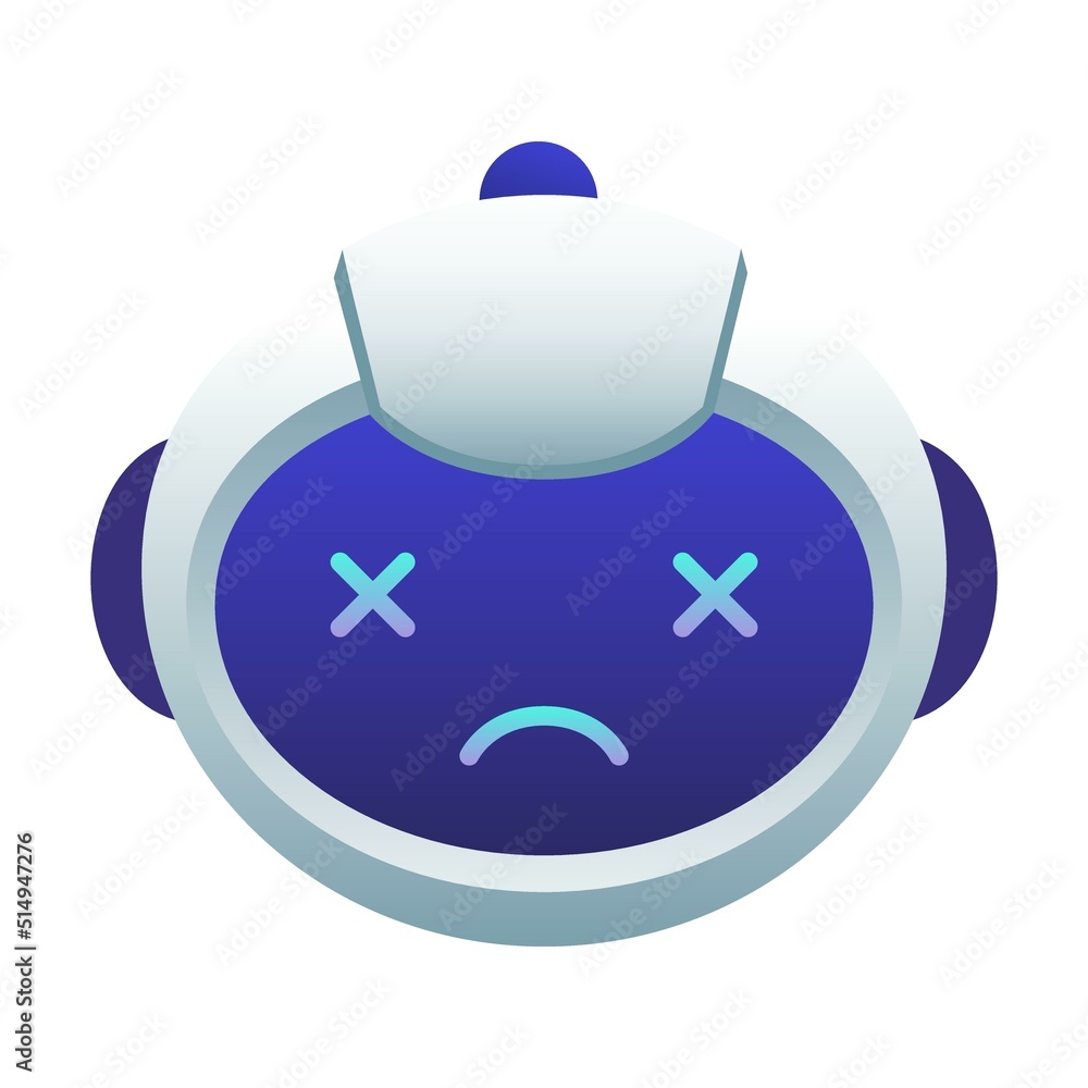 Futuristic chat bot or futuristic head with different emotions and symbols on face vector illustration. Cute chatbot avatar flat icon Futuristic chat bot or futuristic head with different emotions and symbols on face vector illustration. Cute chatbot avatar flat icon