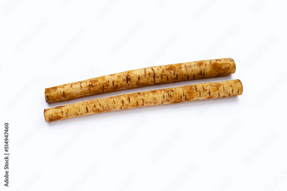 Burdock Root (Gobo) on white background. Burdock Root (Gobo) on white background.