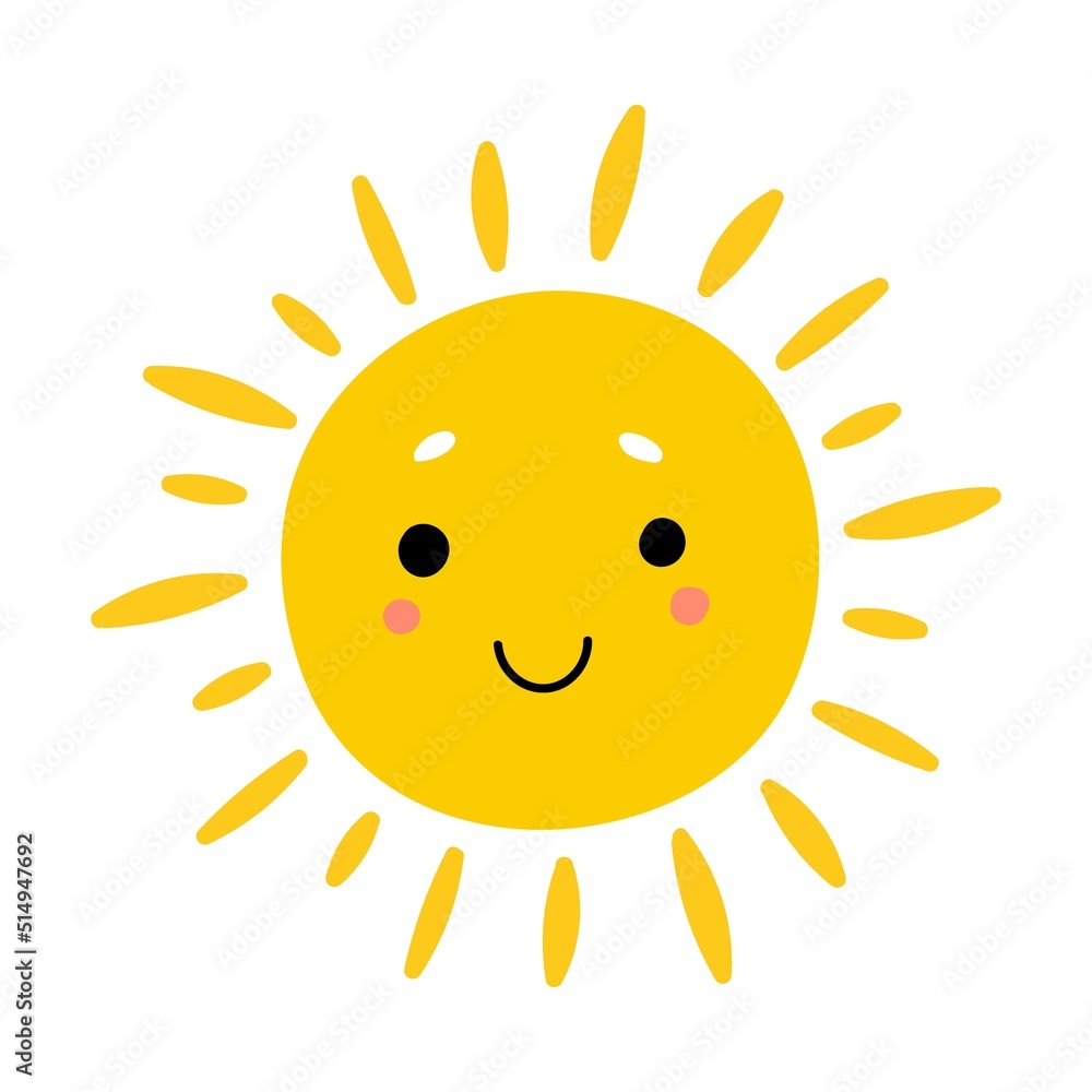 Cartoon sun flat icon. Happy sunshine emodji, isolated vector illustration collection. Emoticons and summer concept Cartoon sun flat icon. Happy sunshine emodji, isolated vector illustration collection. Emoticons and summer concept
