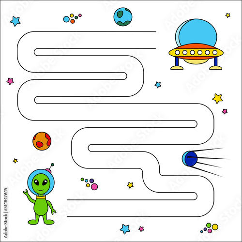 Children's educational game - a maze. Developmental task for preschool children. Learning book, coloring book, developing, recreation, development.