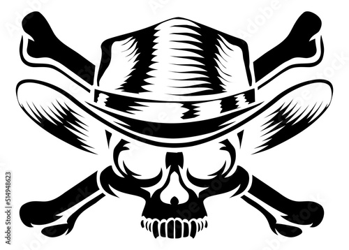 Cowboy Hat Western Skull Pirate Cross Bones