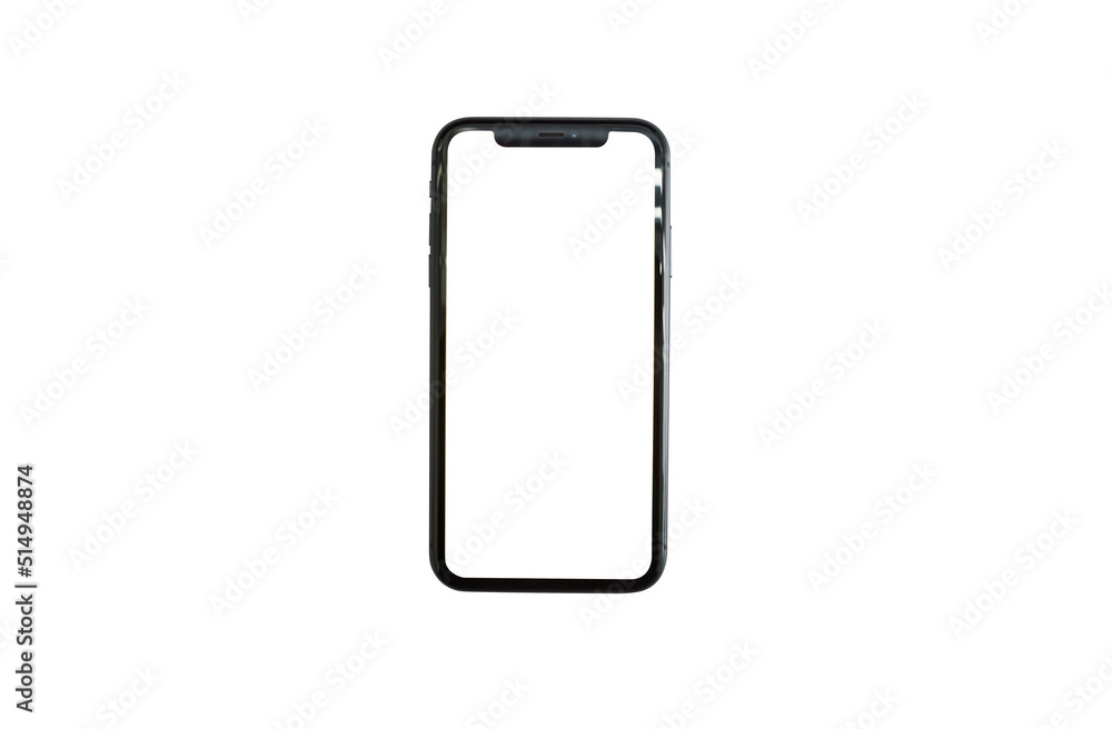 Smartphone with blank screen isolated on white background for product design. Smartphone with blank screen isolated on white background for product design.