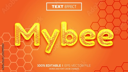 3D bee text effect - Editable text effect