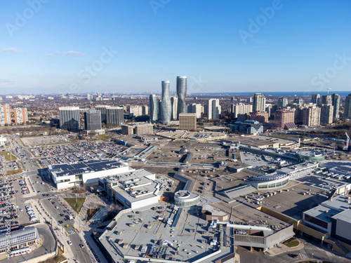 Aerial view of City of Mississauga centre downtown skyline. Ontario, Canada. 