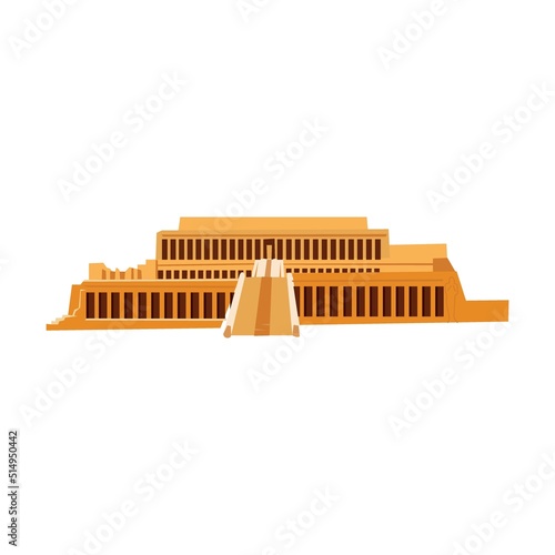 Cartoon monument isolated on white. Golden symbols of ancient Egypt vector illustration