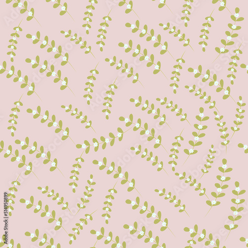 Seamless pattern with floral design and hand drawn elements