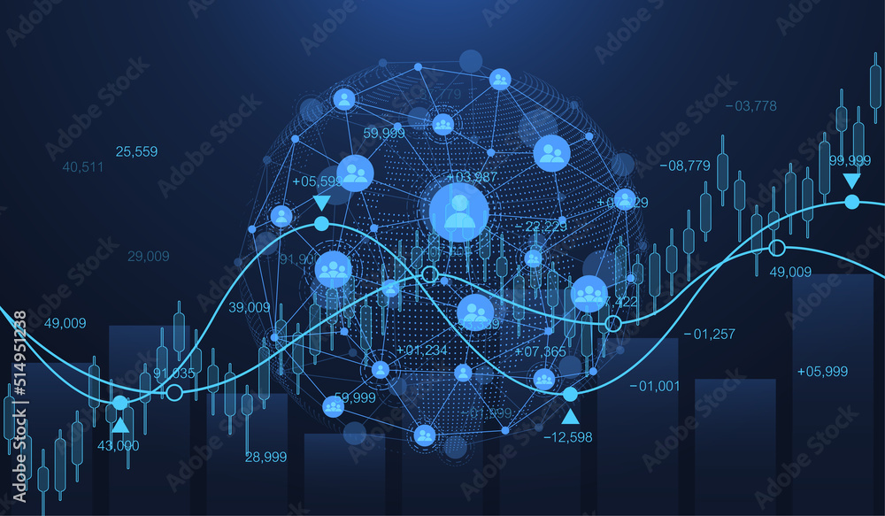 World business graph or stock market chart or forex trading graph in graphic concept. Financial investment or business economic trend candlestick graph. Business idea and technology innovation design World business graph or stock market chart or forex trading graph in graphic concept. Financial investment or business economic trend candlestick graph. Business idea and technology innovation design