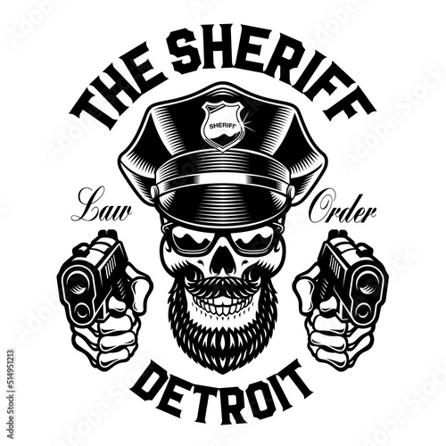 policeman skull vector illustration