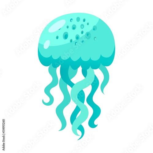 Colorful jellyfish vector illustration. Cute cartoon sea jellies watercolor collection isolated on white. Marine animals concept