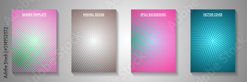 Abstract point faded screen tone cover templates vector collection. Digital brochure perforated