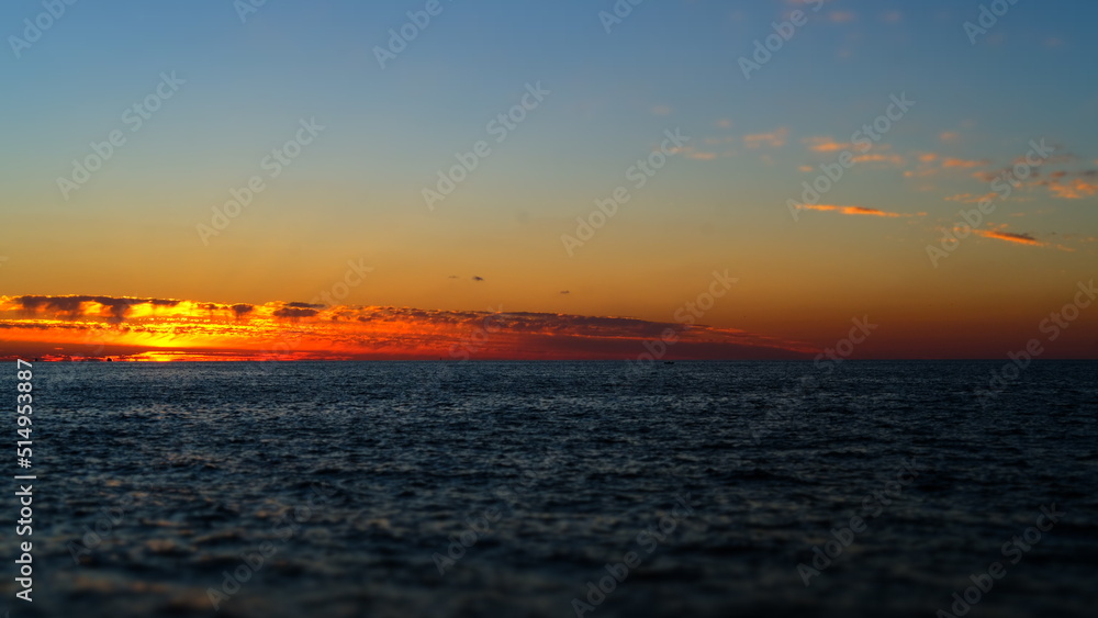 Summer sunset on the Baltic bay, Mangalsala, lighthouse