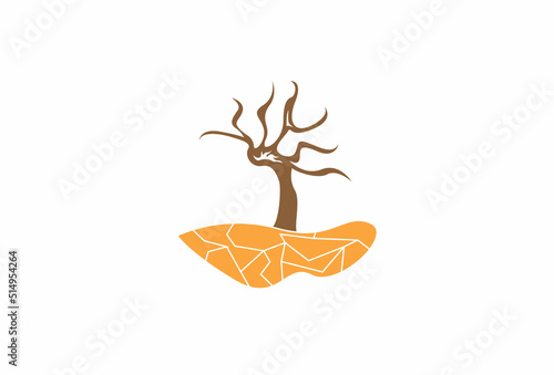 dry trees and dry land logo design, vector graphic symbol icon sign illustration