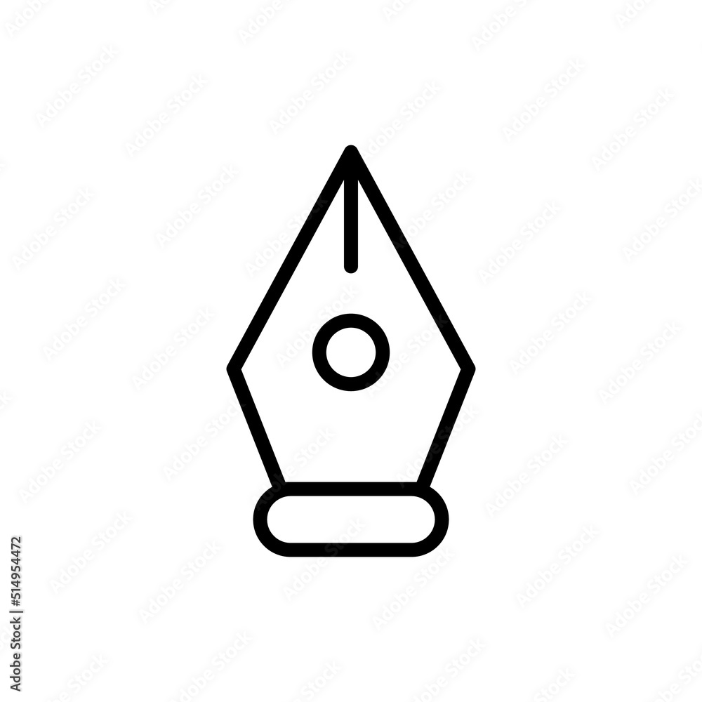 Pen tool cursor. Fountain pen nib glyph vector, sign, symbol, logo, illustration, editable stroke, flat design style isolated on white linear Pen tool cursor. Fountain pen nib glyph vector, sign, symbol, logo, illustration, editable stroke, flat design style isolated on white linear
