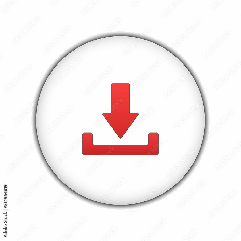 White round button DOWNLOAD with a red arrow. 3 D. Vector illustration. White round button DOWNLOAD with a red arrow. 3 D. Vector illustration.