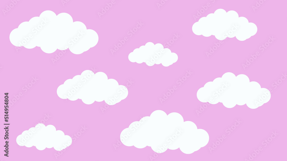white clouds on a pink background