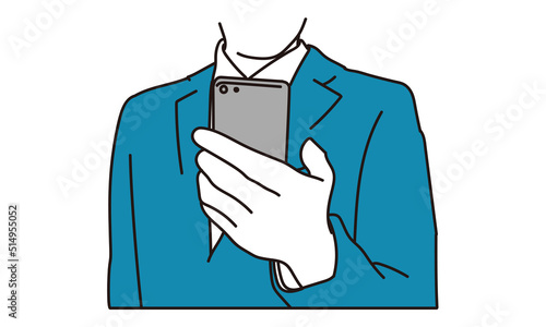 スマートフォンを持つアジア人ビジネスマン