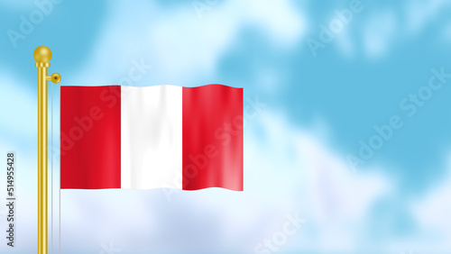 Smooth fabric waving flag in Peru national flag texture. Concept for celebrating national holidays.