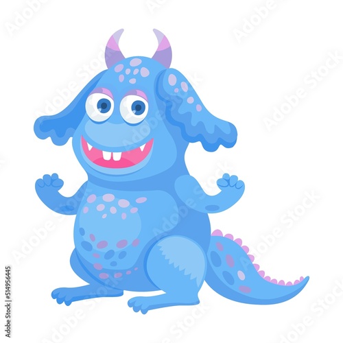 Cute cartoon monsters flat icon. Funny comic characters of Halloween creatures  aliens  trolls vector illustration. Scary animals and party