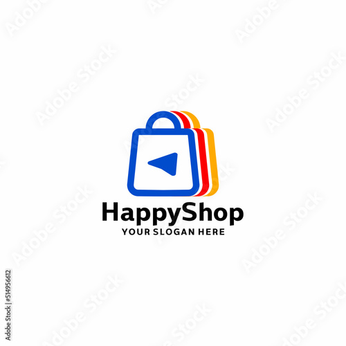 Online Shop Logo designs Template. Illustration vector graphic of pointer arrow and shop bag combination logo design concept. Perfect for Ecommerce, sale, discount or store web element. Company emblem