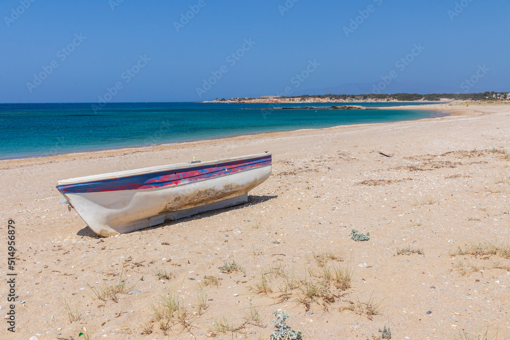 Boat on the beach at Naxos. Cyclades Islands.Greece. Boat on the beach at Naxos. Cyclades Islands.Greece.