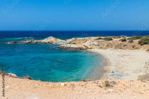 Seascape and beach at Aliko in Naxos island. Cyclades Greece.