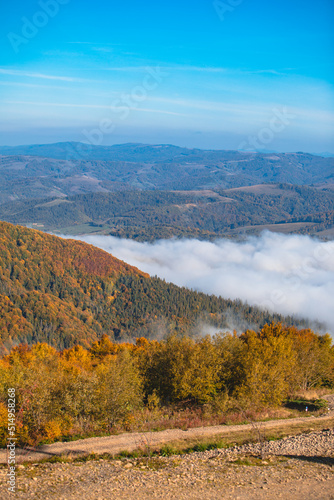 landscape view of autumn carpathian mountains