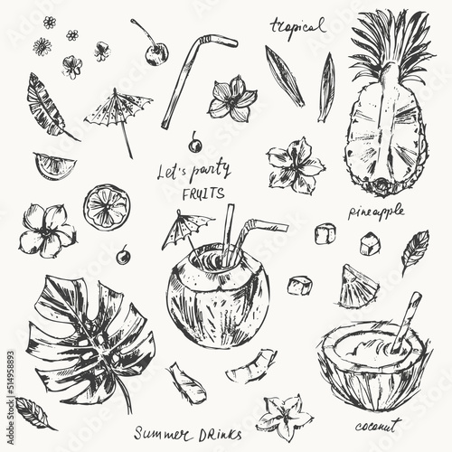 Hand drawn vector drinks illustration