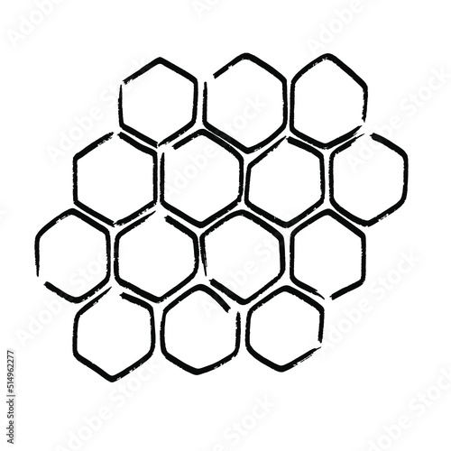 propolis honeycomb sketch. hand drawn honey comb. Black and white image bee wax. Bee honey comb and propolis doodle vector.