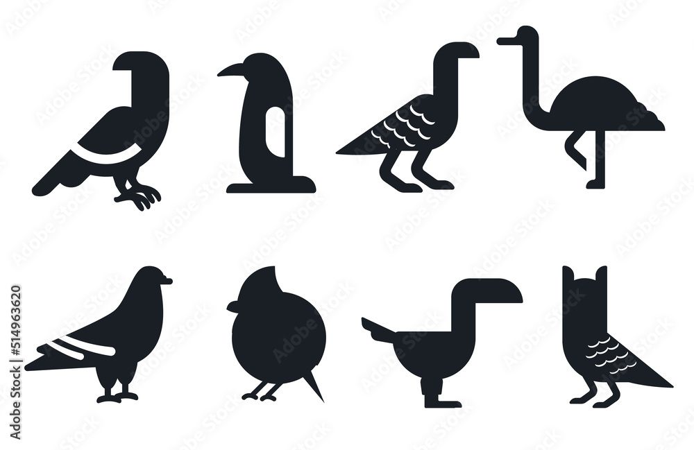Bird Flat Vector Silhouettes Collections