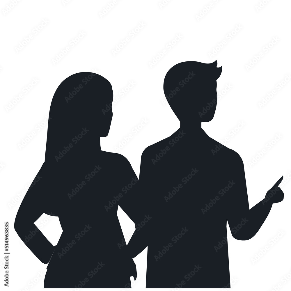Business Couple elegant avatar Vector Silhouettes