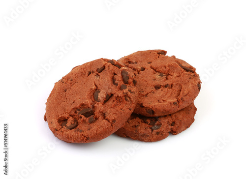 Chocolate chip cookies isolated on white background with clipping path	