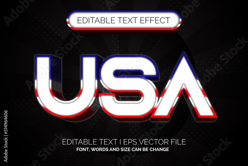 modern text effect, editable usa flag text style 