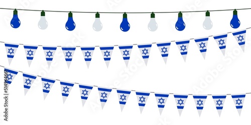 3D Garlands of Israel on a white background