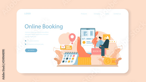 Booking a hotel web banner or landing page. Traveling and tourism planning