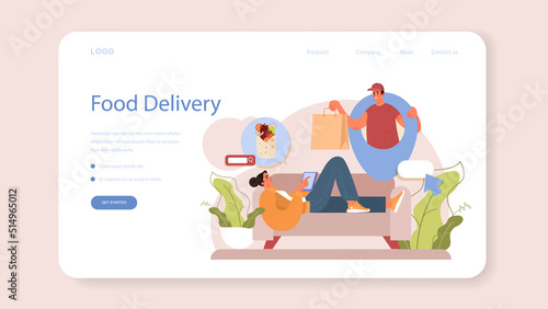 Kebab street food web banner or landing page. Chef cooking delicious