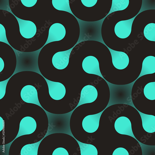 abstract organic snake seamless pattern turquoise black