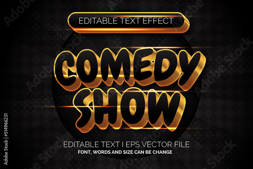 golden black text effect, editable comedy show text style 