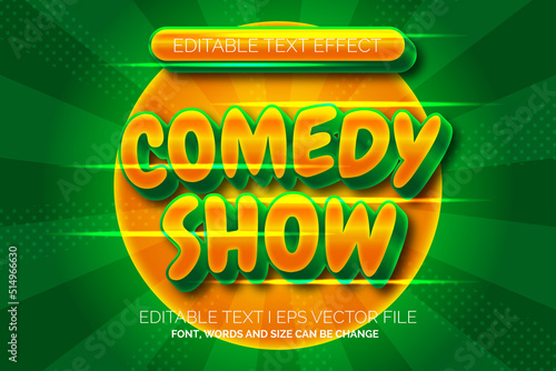 golden green text effect, editable comedy show text style 