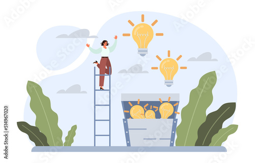 Daydreaming concept. Business characters dreaming or daydreaming