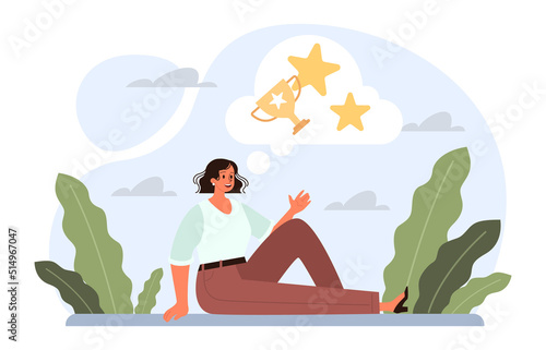 Daydreaming concept. Business characters dreaming or daydreaming