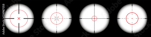 Fotografie, Obraz Weapon sights, sniper rifle optical scope on black background