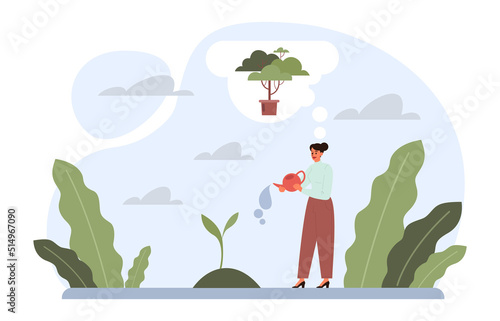 Daydreaming concept. Business characters dreaming or daydreaming