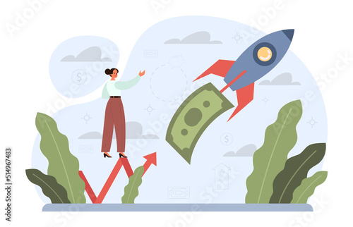 Financial inflation concept. Growing up prices for goods and value
