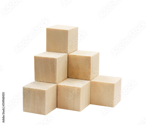 Wooden geometric cube blocks isolated  