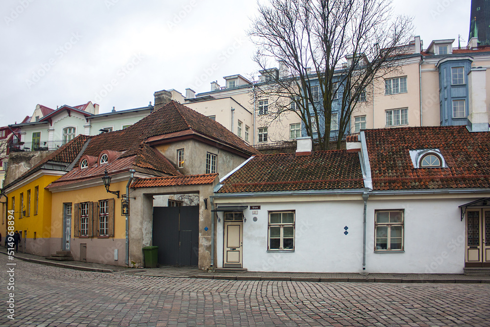 Vintage historic building in the Old town of Tallinn, Estonia	