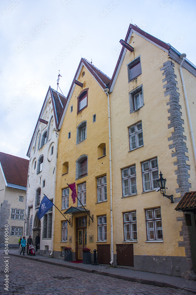  Vintage historic buildings in old town of Tallinn