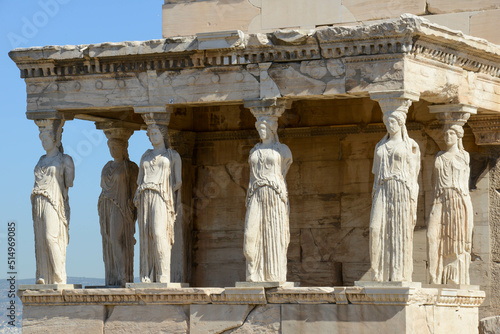 The Caryatid Porch of the Acropolis in Athens, Greece