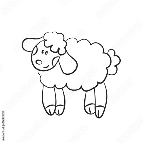 Small curly sheep. Coloring page antistress. Vector illustration for art therapy, antistress coloring book for adults and children.