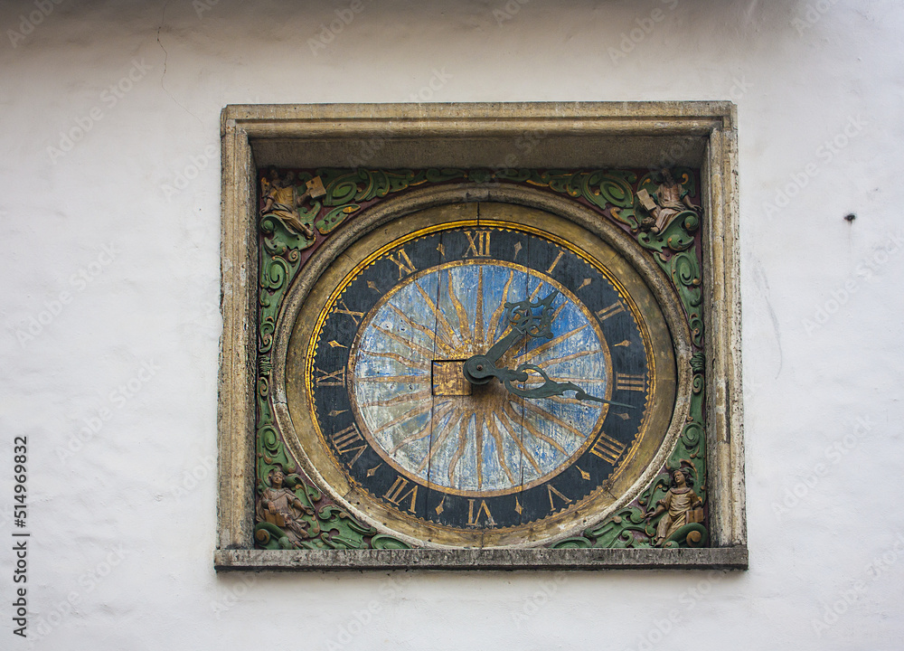 Clock on the Church of the Holy Spirit in Tallinn, Estonia