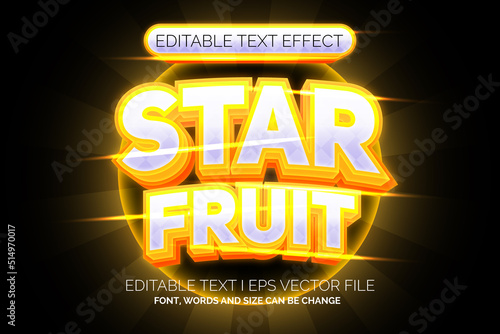 shiny star fruit text effect, editable 3d fruty text style 